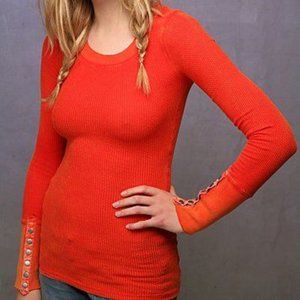 Free People Damsel thermal S burnt orange rare